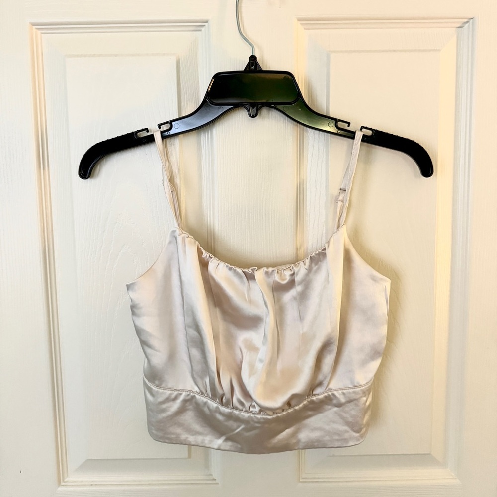 Lulu’s Champagne Satin Tank Top